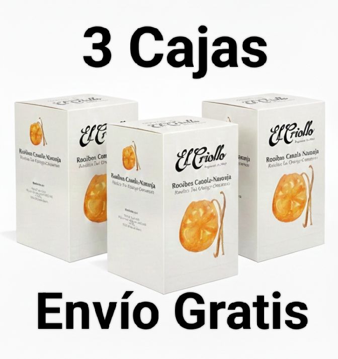 3 CAJAS Infusión de Rooibos Canela-Naranja El Criollo 20 bolsitas X CAJA