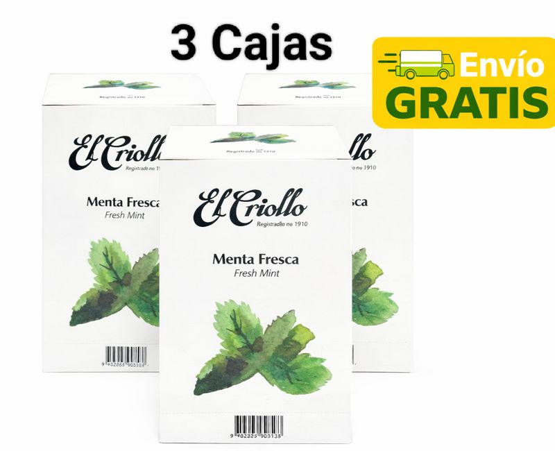 3 CAJAS Infusión de Menta Fresca El Criollo 20 bolsitas X CAJA