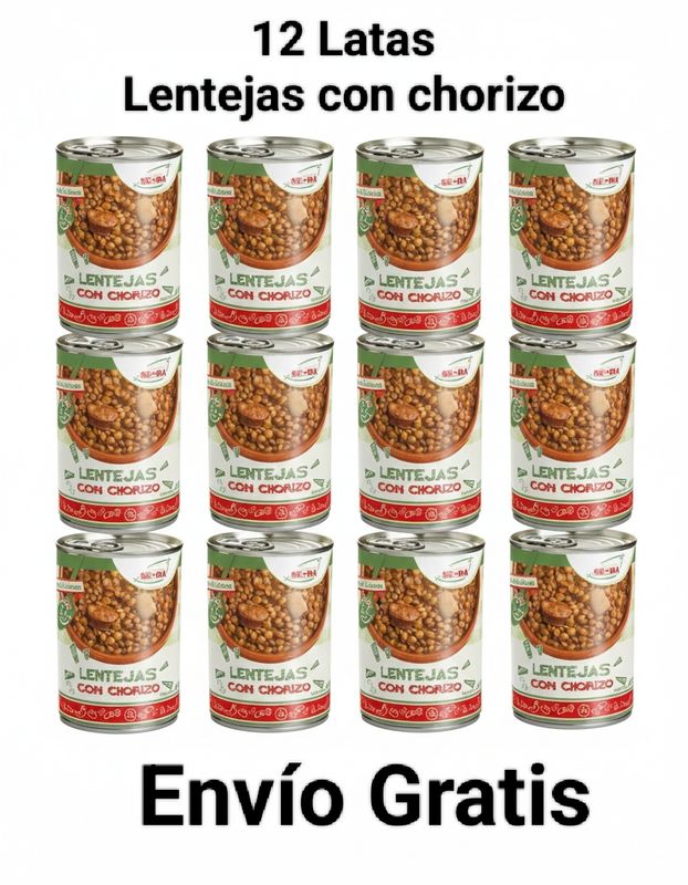 12 Latas de Lentejas con chorizo 400g