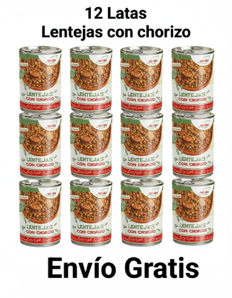 12 Latas de Lentejas con chorizo 400g