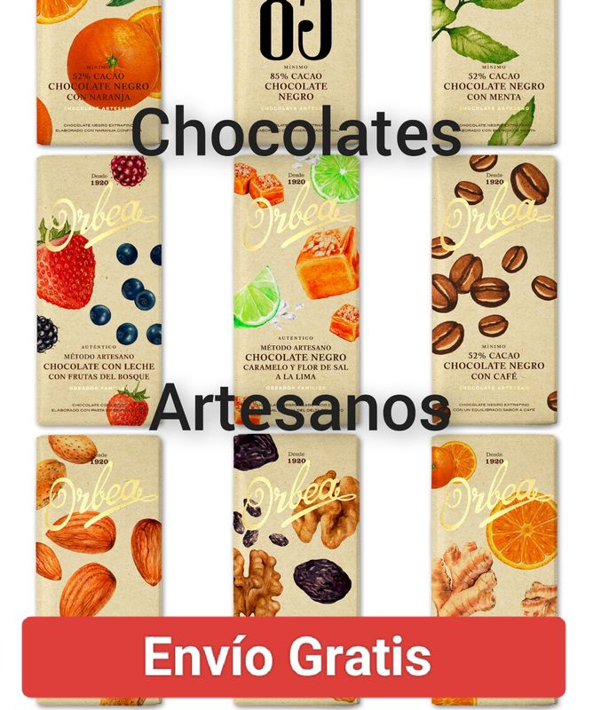 Lote 9 Tabletas surtidas de chocolate artesano