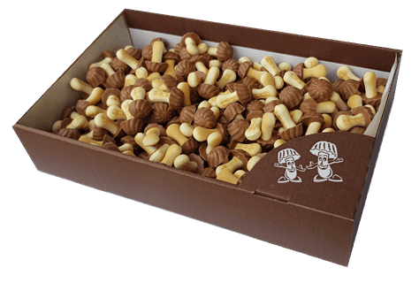 Setitas de galleta con chocolate sabor a caramelo caja de kilo