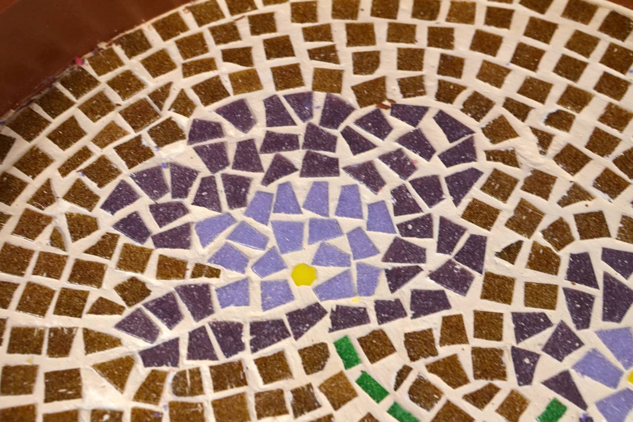 Lila Blumen Serviertablett