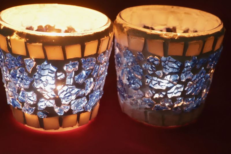 Teelicht blau weiß