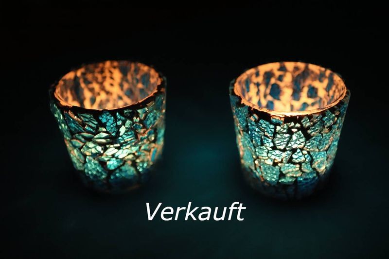 Teelicht in blau