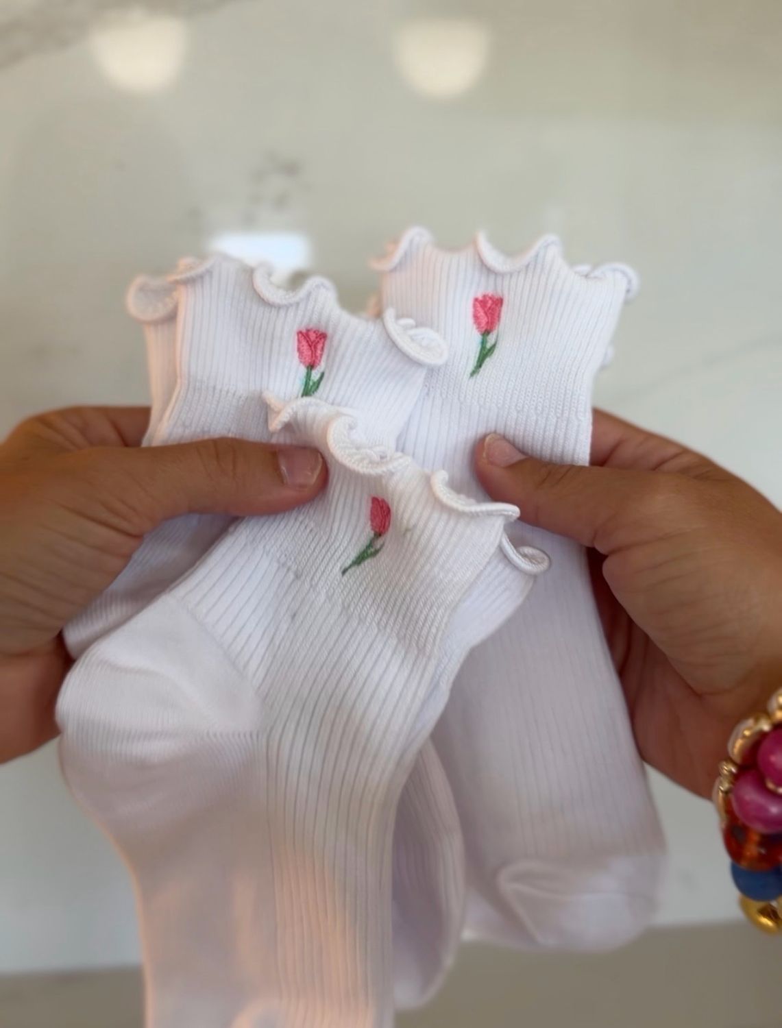 Icon Embroidered Ruffle Socks