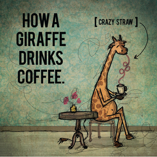 "Giraffe Crazy Straw" Print