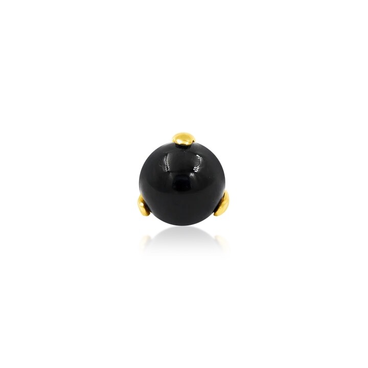 Junipurr Jewelry- Prong-Set Ball with Black Onyx - Yellow Gold