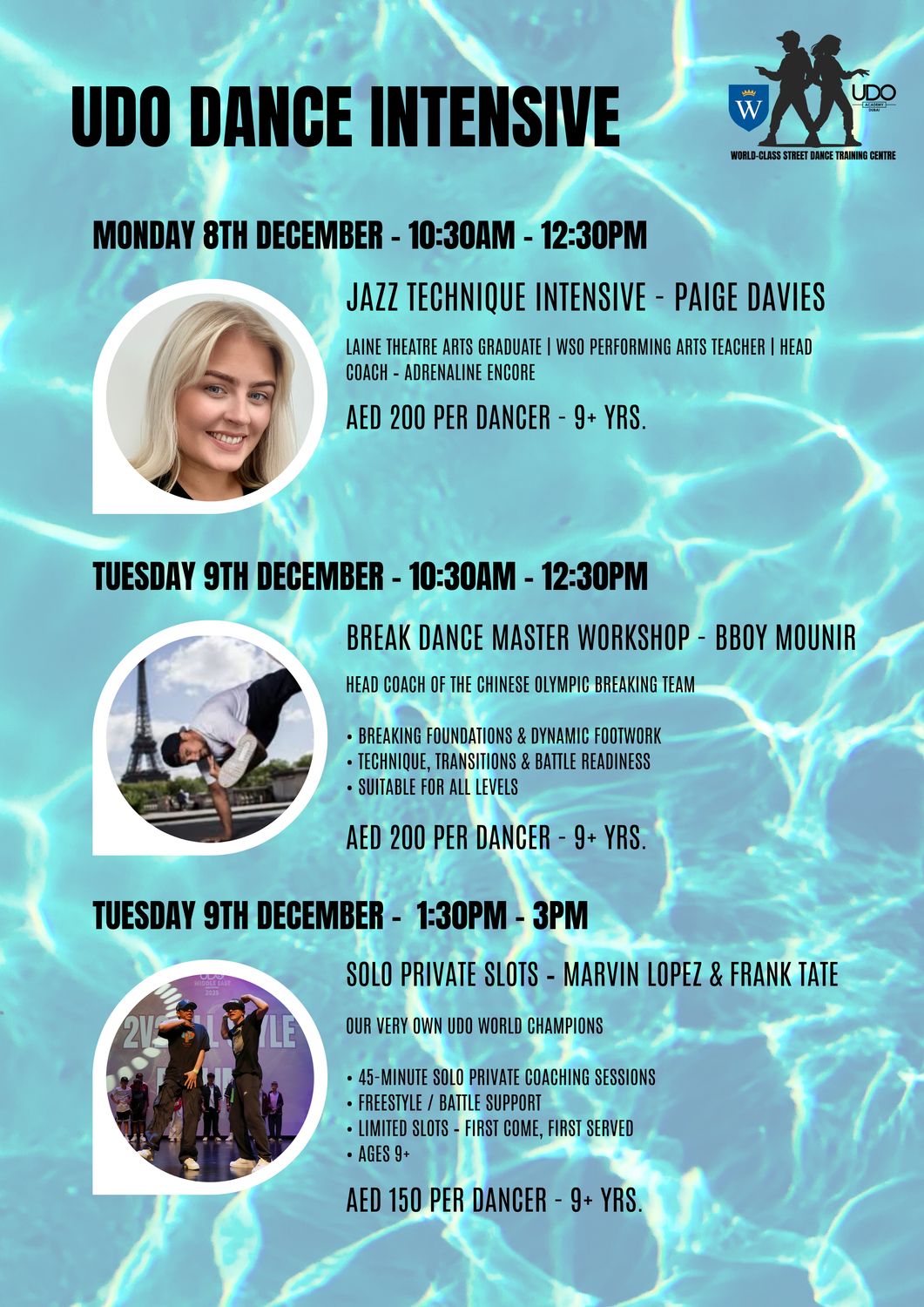 UDO DANCE INTENSIVE - ALL ACCESS PASS Monday 8th - Thursday 11th December