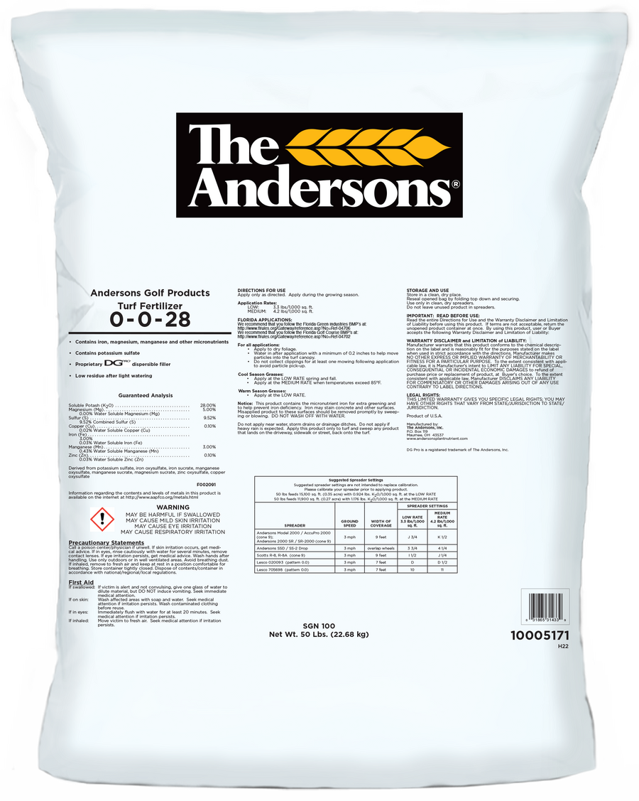 fertilizante de golf the andersons 0-0-28