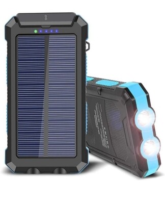 Solar Panelled Power Bank With Powerful Flashlight - 20000 mAh