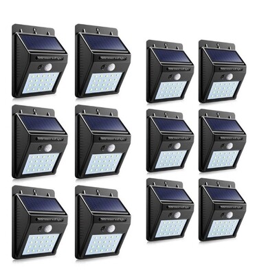 Set of 12 PIP Motion + CDS Night Sensor Solar LED Wall Light
