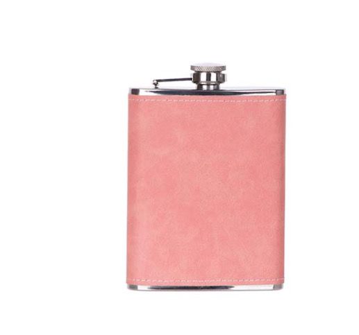 CANTIMPLORA CON FUNDA DE CUERO ROSADA