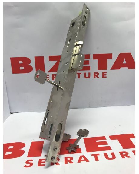 SERRATURA ELETTRICA DI SICUREZZA DA MONTANTE TRIPLICE  A DOPPIA MAPPA SCROCCO REVERSIBILE CATENACCIO 2 MANDATE