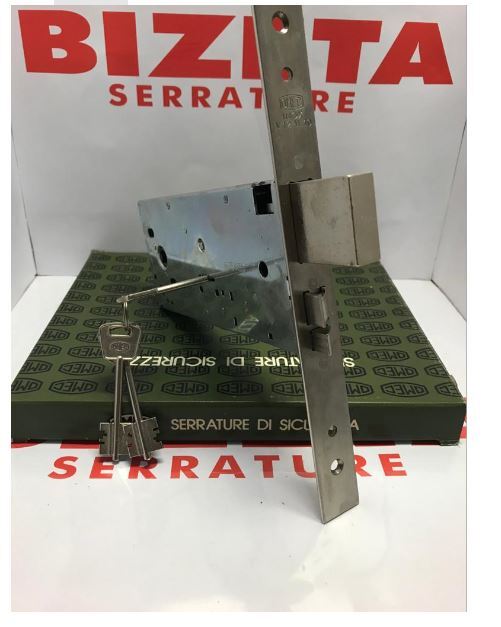 SERRATURA ELETTRICA INFILARE A FASCIA CON SCROCCO REVERSIBILE E MANDATA A DOPPIA MAPPA entrata mm 90