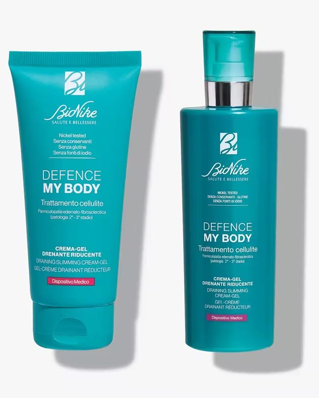 DEFENCE MY BODY Trattamento Cellulite Panniculopatia Edemato-Fibrosclerotica (Patologia 2° E 3° Stadio): Crema-Gel Drenante Riducente 400 ml/ 75 ml DEFENCE MY BODY Trattamento Cellulite Panniculopatia Edemato-Fibrosclerotica (Patologia 2° E 3° Stadio): Crema-Gel Drenante Riducente 400 ml/ 75 ml