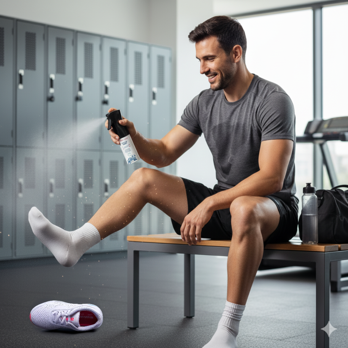 Deodorante Sports Spray con Probiotici Naturali - Previene e rimuove l'odore di sudore, piedi, scarpe, abiti, teli, bucato.