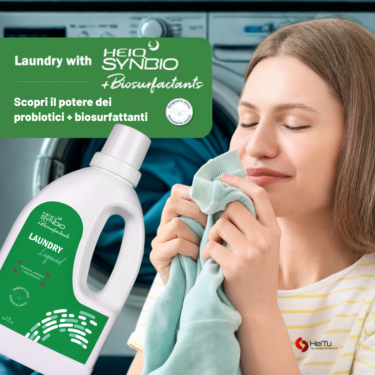Detersivo Lavatrice con Probiotici e Biosurfactants: HeiQ Synbio Laundry Liquid.