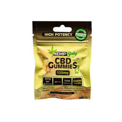 HempBaby CBD High Potency Gummies 5ct pouch