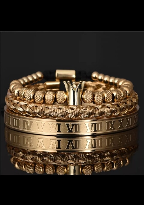 Luxury Royal Crown charm bracelet men Stainless steel Geometry Pulseiras men open adjustable bracelets