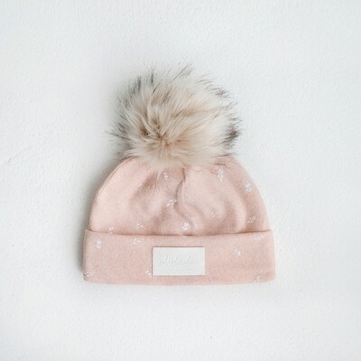 Tuque pompon ENFANT - Rose antique Tuque pompon ENFANT - Rose antique