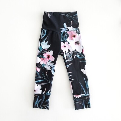 Leggings pour filles - Black Floral Leggings pour filles - Black Floral