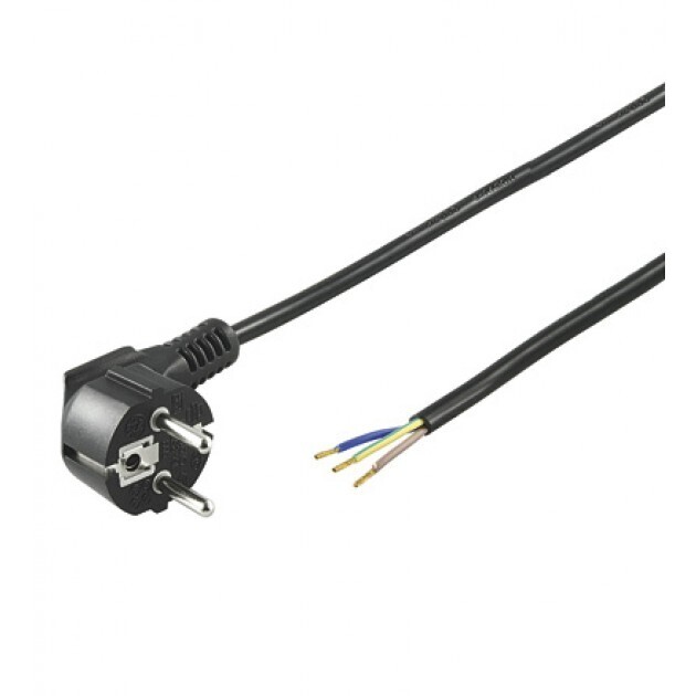 Cavo tripolare con spina shucko / sezione 0.75 cm nero - lunghezza 80 cm ideale per collegare ballast magnetico al timer a spina