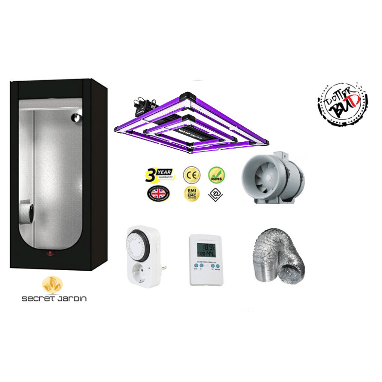 Kit grow box 80x80x180cm Lumatek Attis 200W Pro led