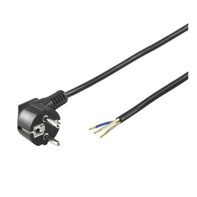 Cavo tripolare con spina shucko / sezione 0.75 cm nero - lunghezza 80 cm ideale per collegare ballast magnetico al timer a spina