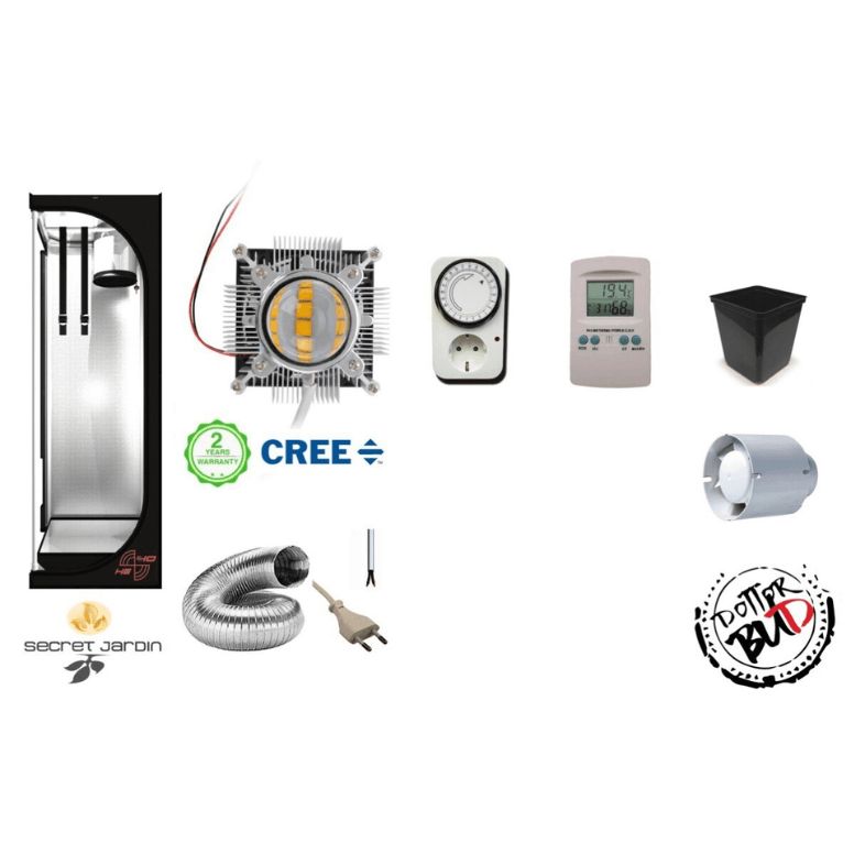Kit grow box 40x40x120cm 120W 3k led naked Cob Cree Agro, OPTIONAL'S: KIT SENZA OPTIONALS