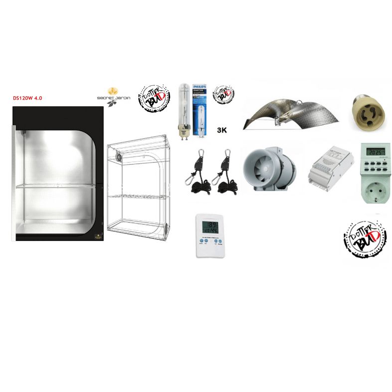 Kit grow box 120x60x178cm -315W cmh lec 4k, AGGIUNTE OPZIONALI: KIT SENZA AGGIUNTE