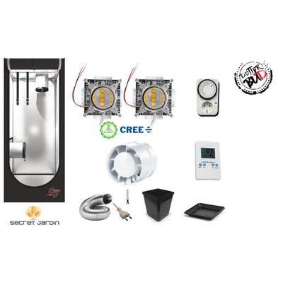 Kit grow box 60x60x160cm 120W con 2 3k led naked Cob Cree agro