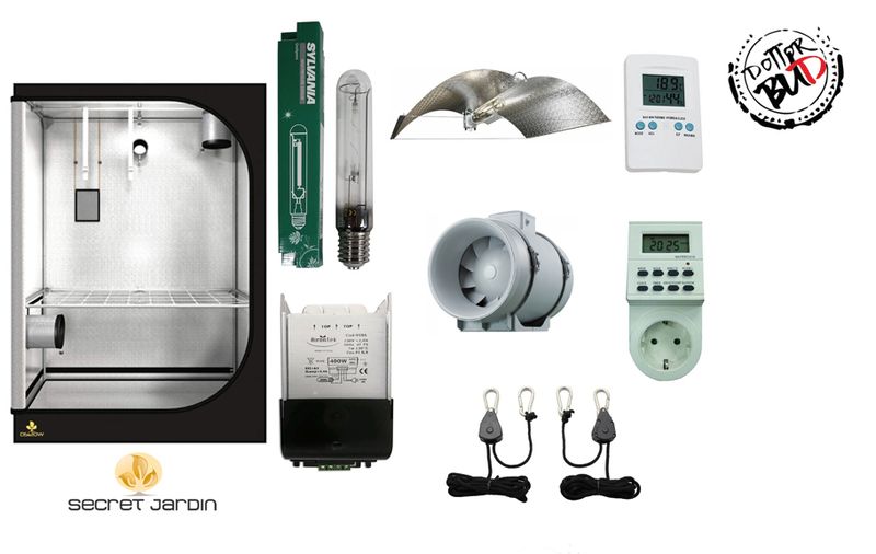 Kit growbox completo 120x60x170cm con lampada Sylvania Agro 400W per coltivazione indoor