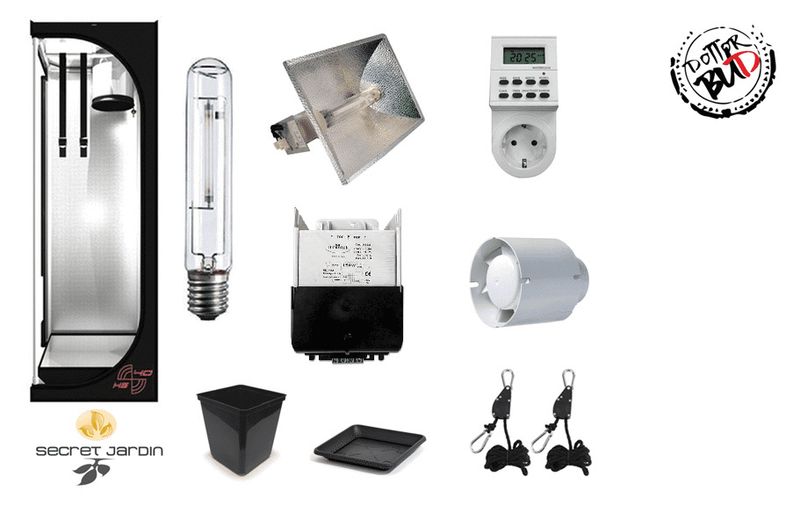 Kit growbox completo 40x40x120cm con lampada 150W HPS Agro per autofiorenti coltivazione indoor
