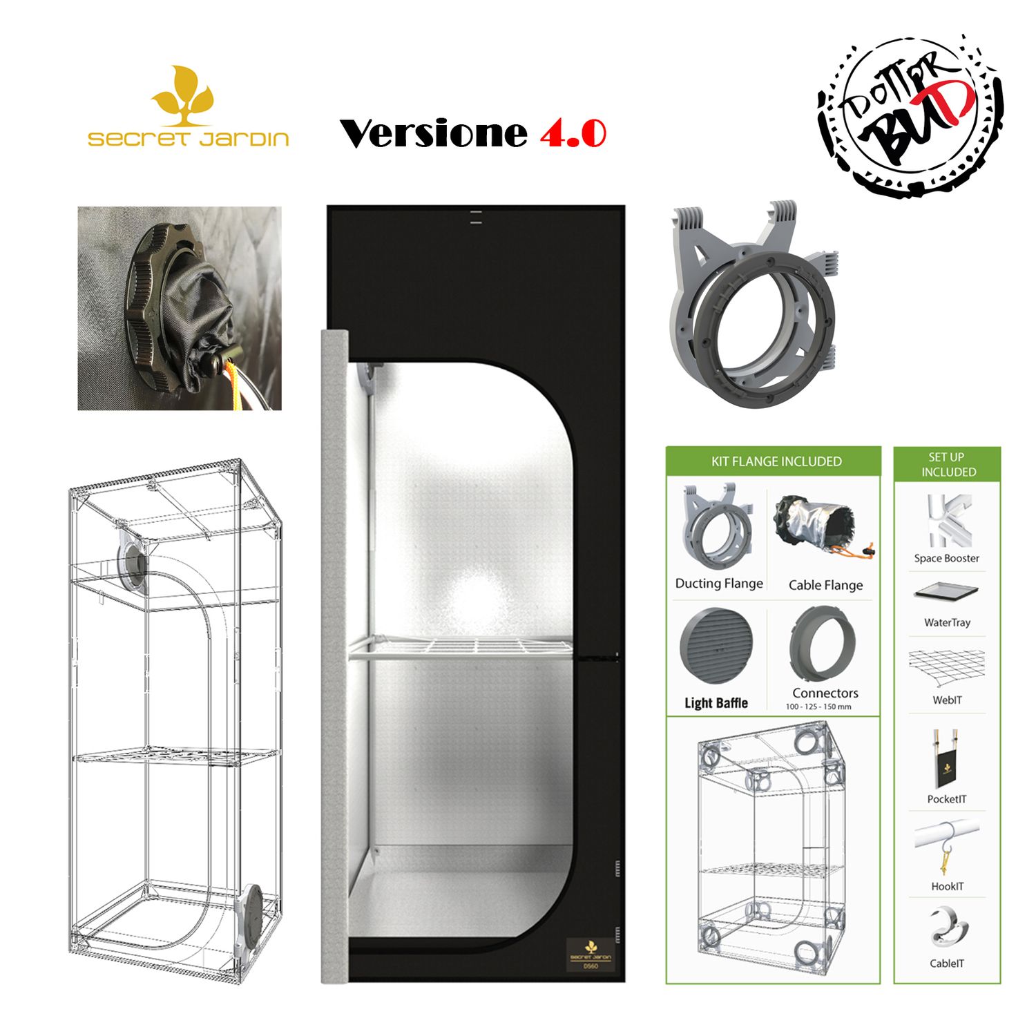 Grow Box Dark Street 4.0 60x60x158cm per Coltivazione Indoor Grow Box Secret Jardin Dark Street 4.0 60x60x158cm compatta per coltivazione indoor