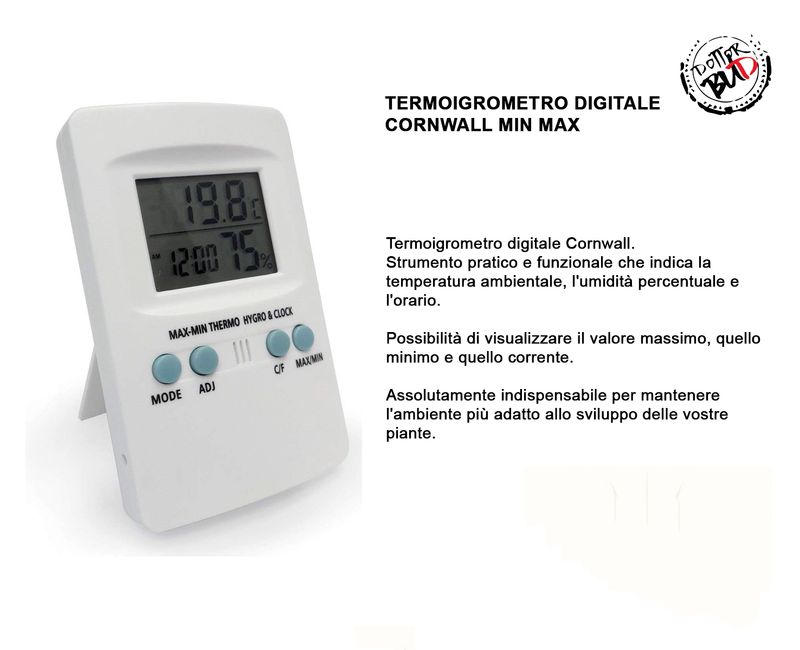 Termoigrometro digitale Cornwall Electronics con funzione min max per controllo temperatura e umidi…