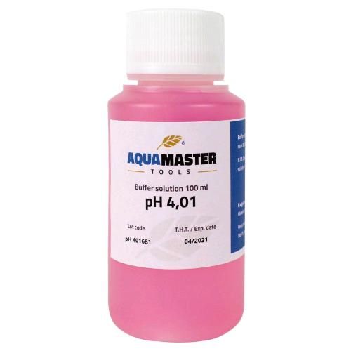 AquaMaster Soluzione Calibrazione pH 4.01 Box 18x100ml NIST AquaMaster soluzione calibrazione pH 4.01 box 18 flaconi 100ml standard NIST per misuratori idropon…