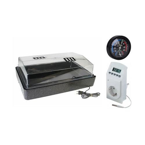 HGA propagatore riscaldato 50W con termostato e copertura trasparente 60x40x25 cm per germinazione