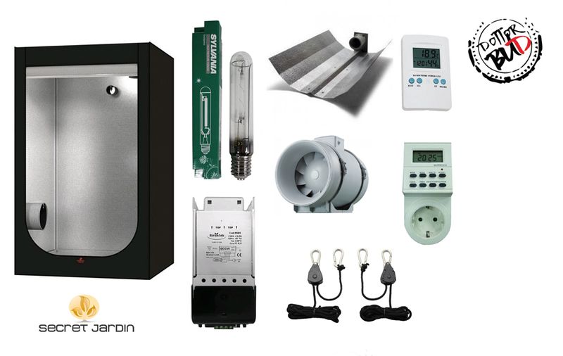 Kit grow box completo Secret Jardin 120x120x200cm con lampada HPS 600W per coltivazione indoor