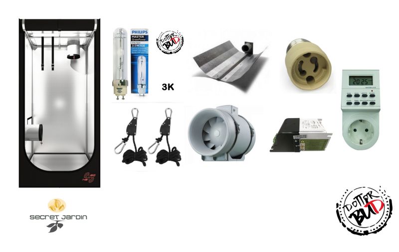 Kit growbox completo 100x100x200 con illuminazione CMH LEC 315W 3K per coltivazione indoor