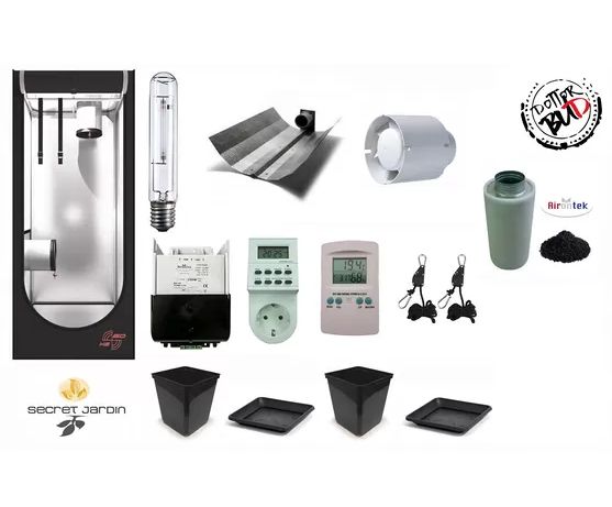 Kit Grow Box Completo 60x60x160cm 150W HPS Agro Mylar, AGGIUNTE OPZIONALI: KIT SENZA AGGIUNTE