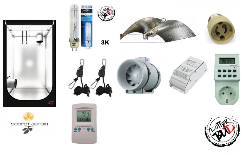 Kit growbox completo Secret Jardin Hydro Shoot 120x120x200cm con lampada 315W CMH LEC 4K per coltiv…