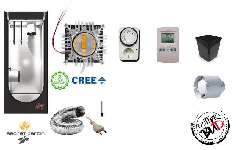 Kit growbox completo PHYTOLITE 60x60x160 cm con LED COB Cree 120W per coltivazione indoor