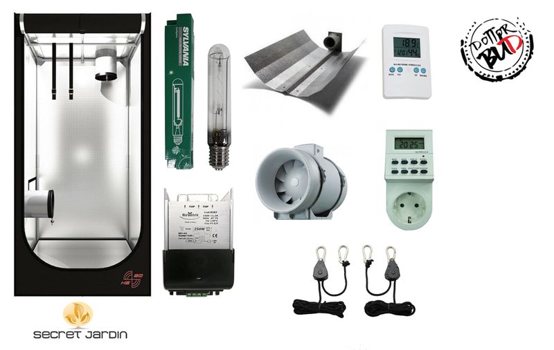 Kit growbox completo Secret Jardin Hydro Shoot HS80 80x80x180cm con lampada HPS 250W Agro
