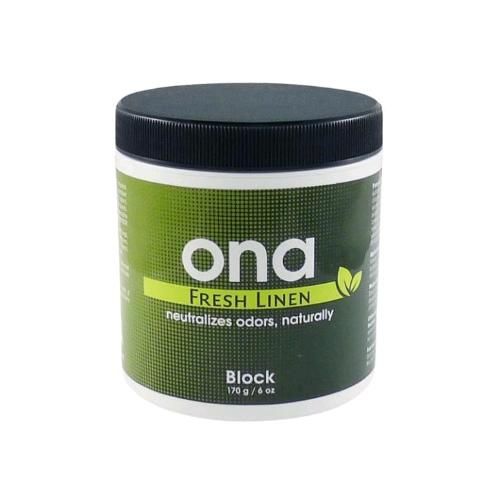 ONA Block Fresh Linen neutralizzatore odori 170g per ambienti ridotti armadi e auto