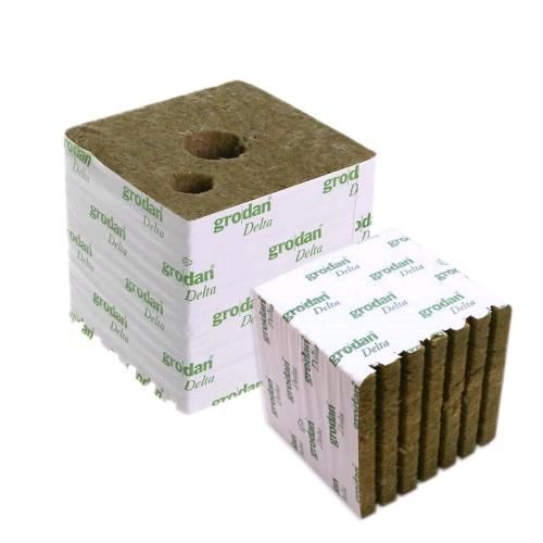 Grodan Cubetto Lana di Roccia 15x15x15 cm Foro 4 cm 144 pz Cubetto lana di roccia Grodan 15x15x15 cm con foro 4 cm per germinazione e coltivazione idroponica
