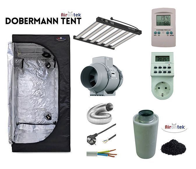 Kit Grow Box Completo 100x100x200 cm con Ortoled S-Line HL 360W Kit grow box completo 100x100x200 cm con lampada LED Ortoled S-Line HL 360W per coltivazione indoor