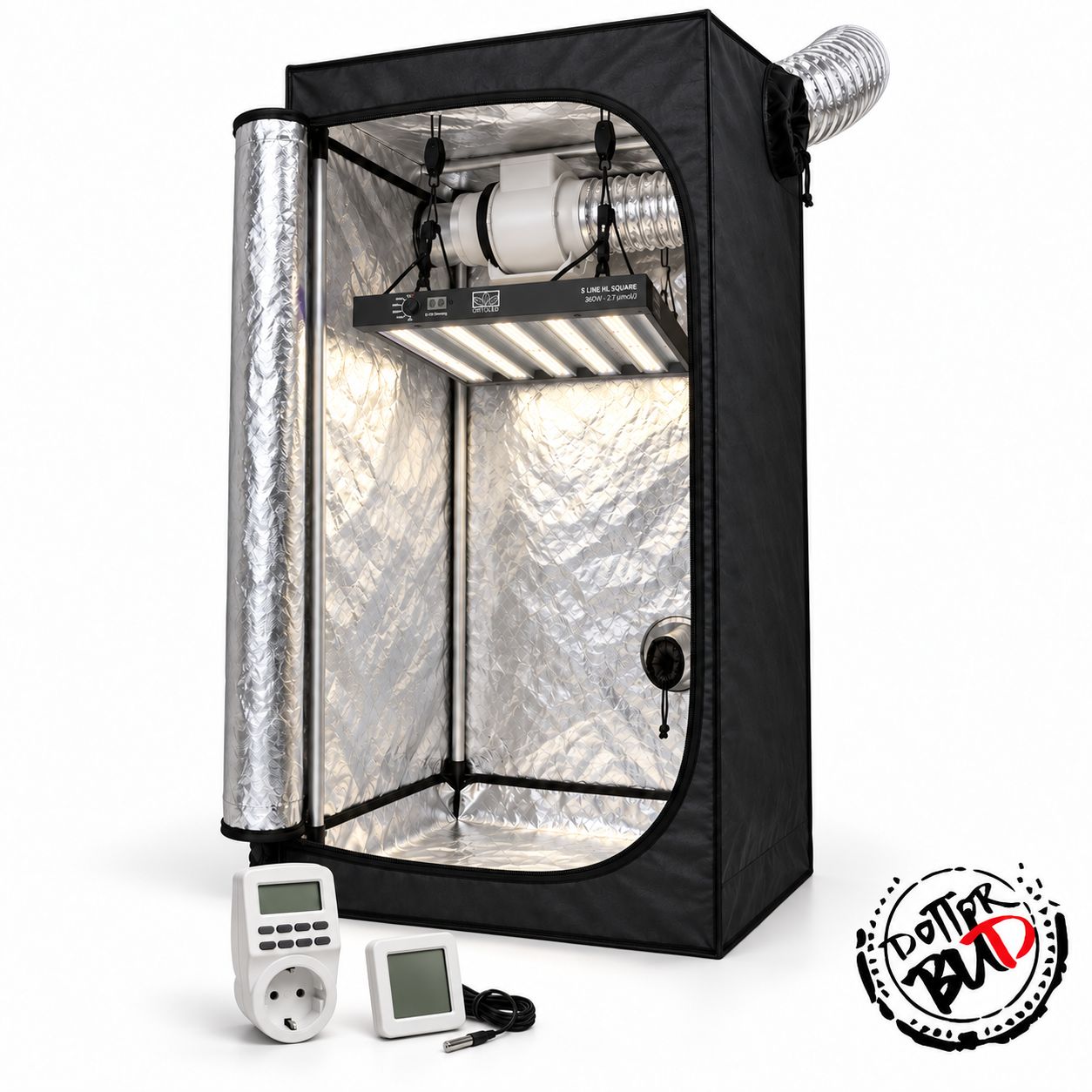 Kit Grow Box Completo 80x80x180 cm LED Ortoled S-Line HL 360W Kit Grow Box Completo 80x80x180 cm LED Ortoled S-Line HL 360W
