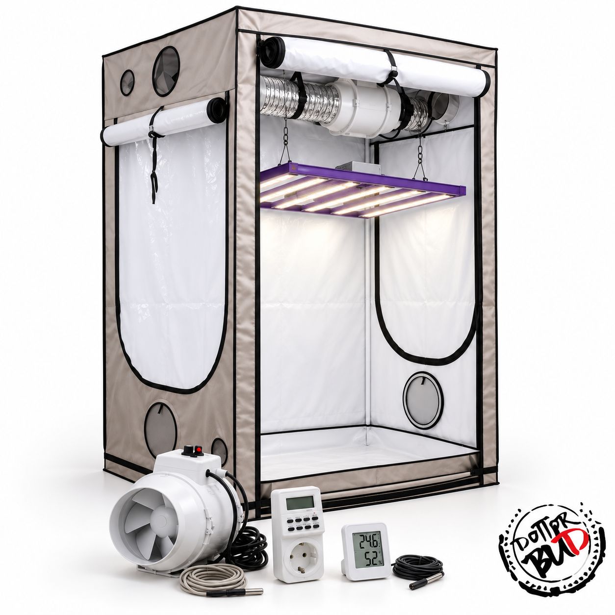 Kit Grow Box Completo 120x120x200 cm LED Cultilite Quasar 630 Edge 3.3 Kit Grow Box Completo 120x120x200 cm LED Cultilite Quasar 630 Edge 3.3