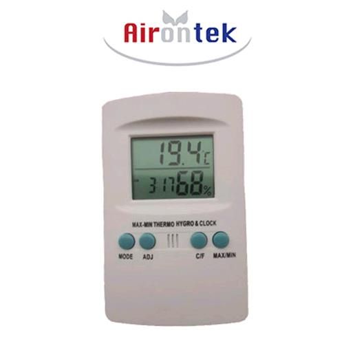 Termoigrometro Digitale Airontek Min Max con Orologio per Grow Box